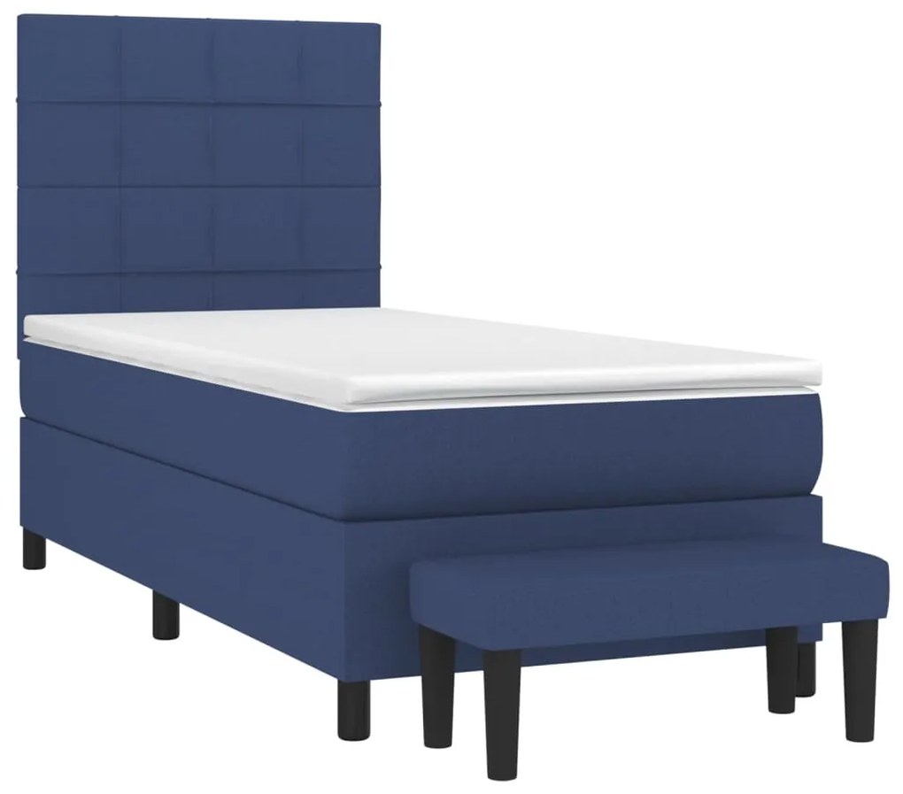 vidaXL Κρεβάτι Boxspring με Στρώμα Μπλε 80x200 εκ. Υφασμάτινο