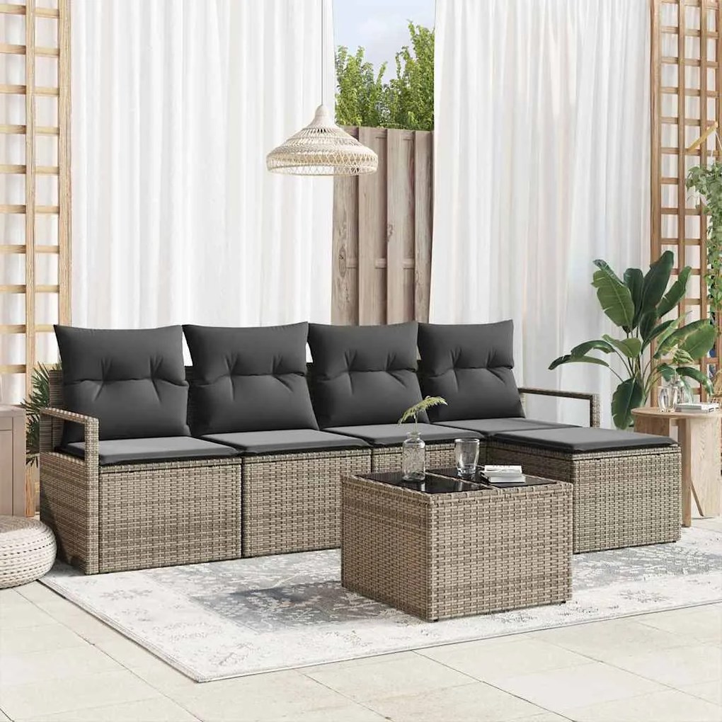 vidaXL Σετ Καναπέ Κήπου 6 pcs Γκρι Πολυ ράταν