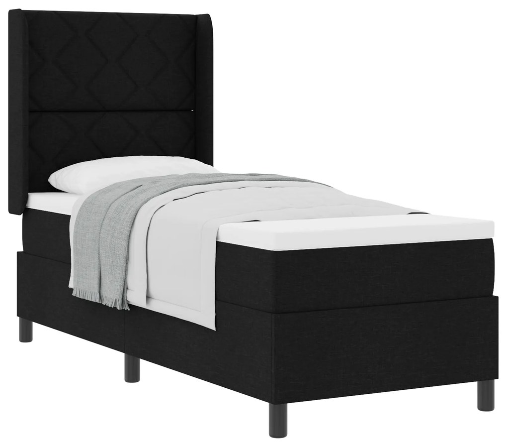 vidaXL Κρεβάτι Box Spring με Στρώμα Μαύρο 90x190 εκ. Υφάσματος