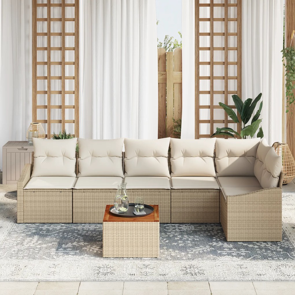 vidaXL Σετ Σαλονιού Κήπου 7 pcs Beige, λευκό 55 x 55 x 37 εκ