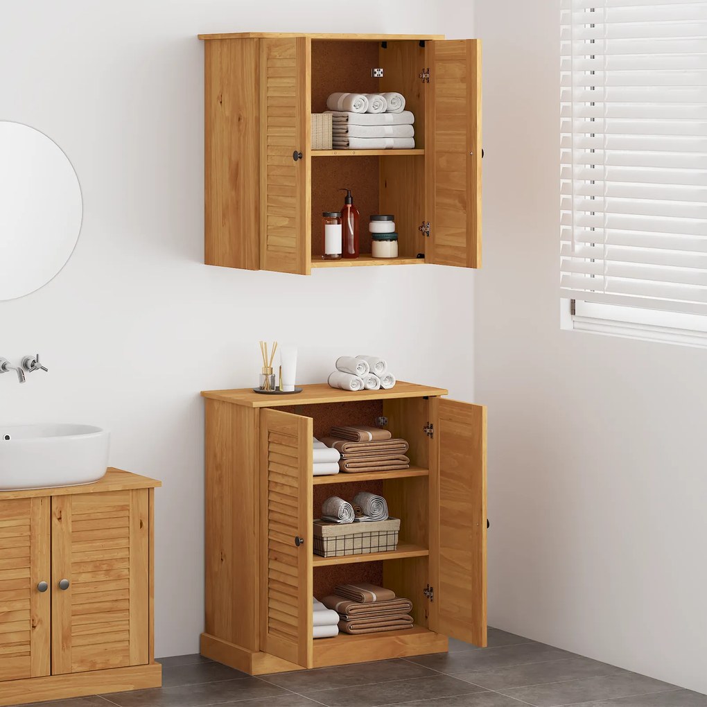 vidaXL Σετ Επίπλων Μπάνιου με ράφι 2 pcs Καφέ 67.5 x 34 x 80 εκ.