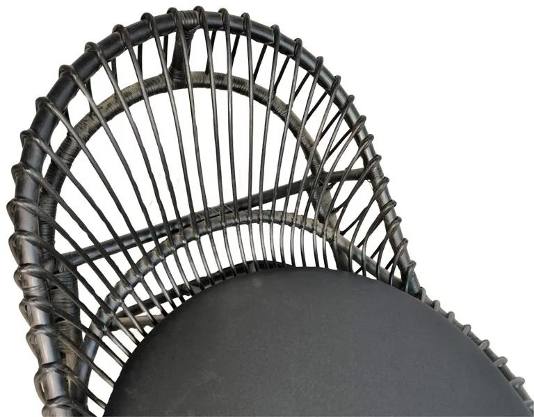 Πολυθρόνα Tromso P.E. Rattan Μαύρη με Μαύρο Μαξιλάρι 80x85x98εκ. 80x98x85 εκ.