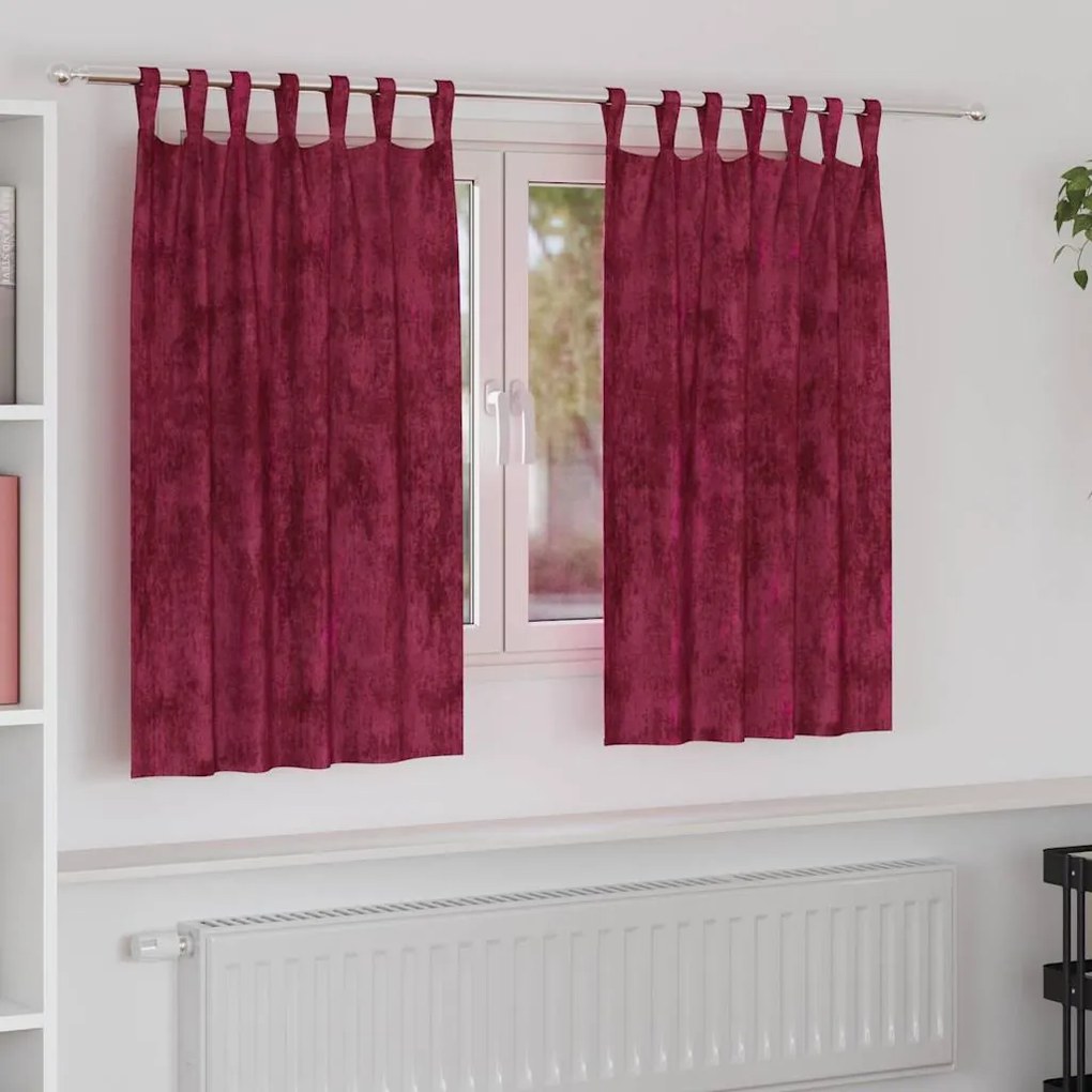 vidaXL Κουρτίνα με κουρτίνες 2 pcs Κόκκινο 140 x 140 cm Βελούδο