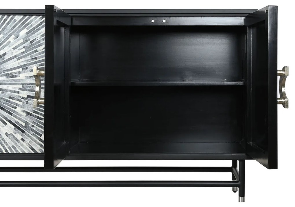 Σκευοθήκη DKD Home Decor 160 x 40 x 80 cm Μαύρο Γκρι Λευκό Κόκαλο Ρητίνη Ξύλο MDF
