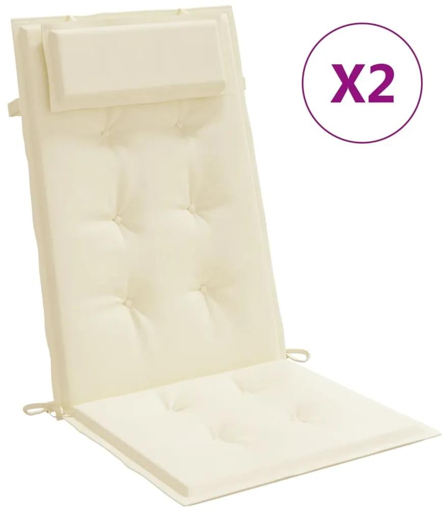 vidaXL Μαξιλάρια Καρέκλας με Πλάτη 2 τεμ. Κρεμ από Ύφασμα Oxford