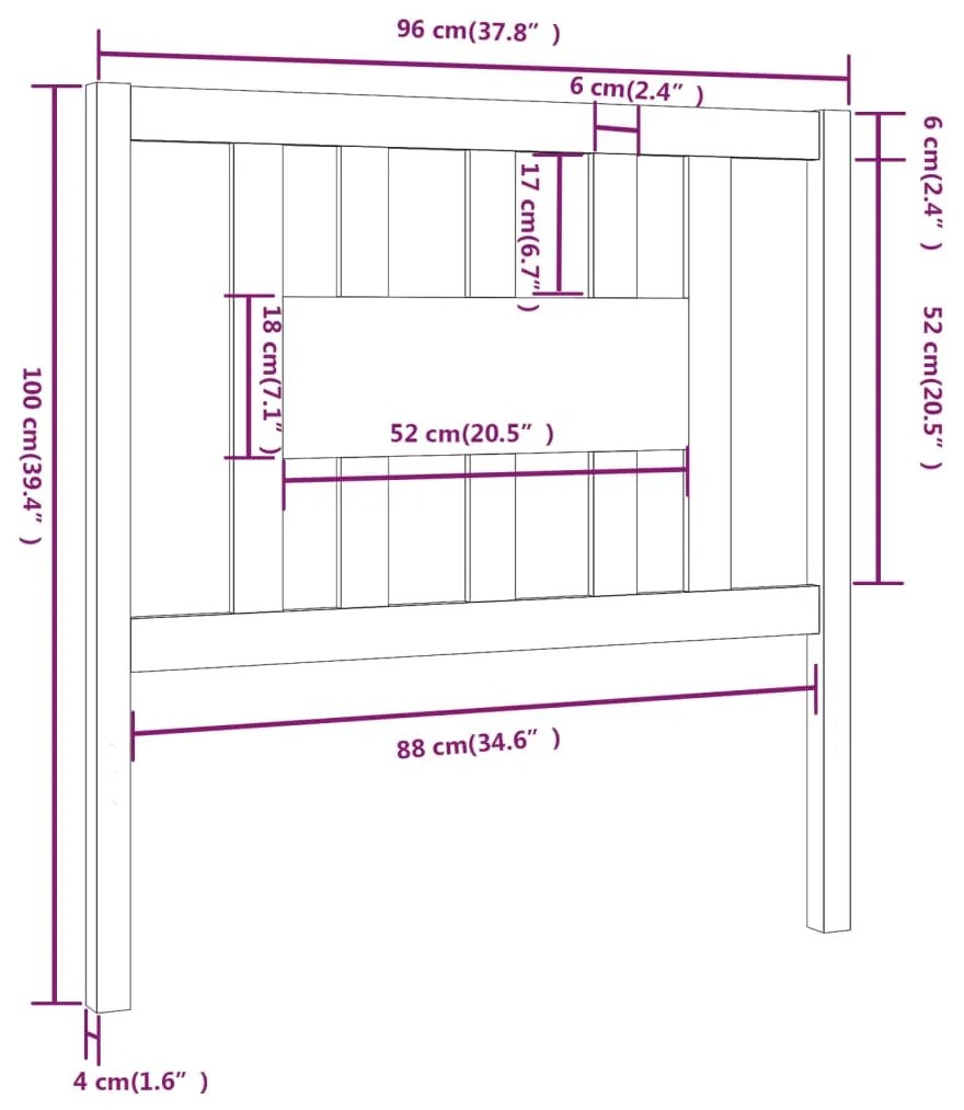 vidaXL Κεφαλάρι 96 x 4 x 100 εκ. από Μασίφ Ξύλο Πεύκου