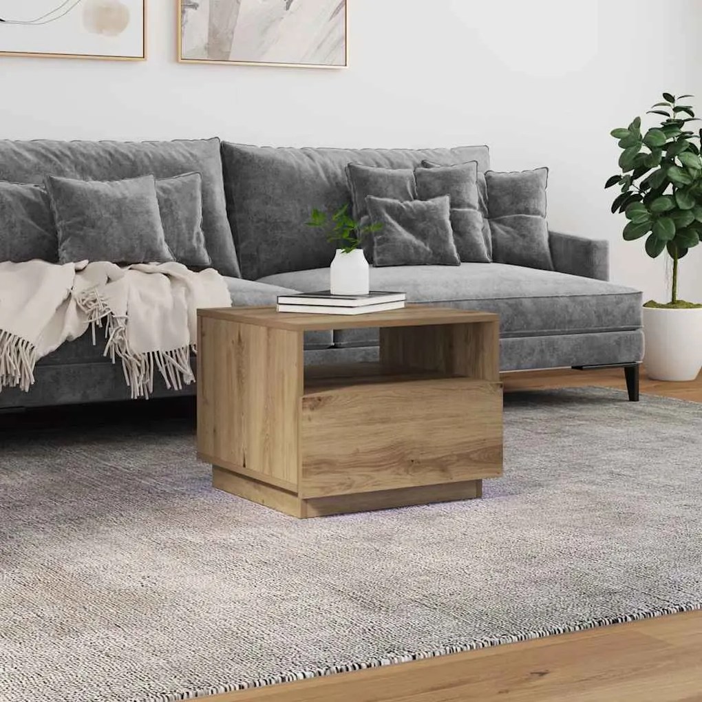 vidaXL Τραπεζάκι Σαλονιού με LED Artisan Δρυς 50x49x40 εκ.