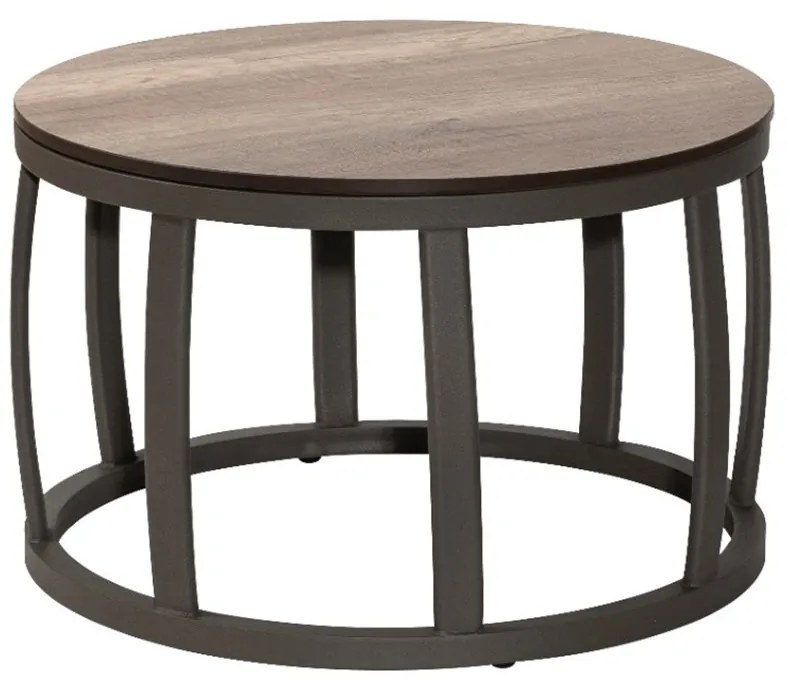 Τραπέζι Barrel 02-00-1502 Φ49x31cm Anthracite-Teak