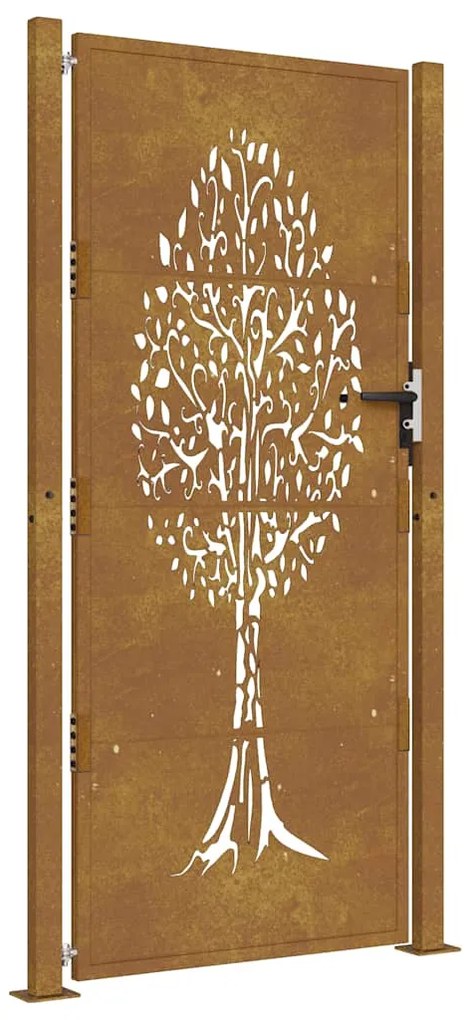 vidaXL Πόρτα Κήπου με Σχέδιο Δέντρου από Ατσάλι Corten 100 x 175 εκ.