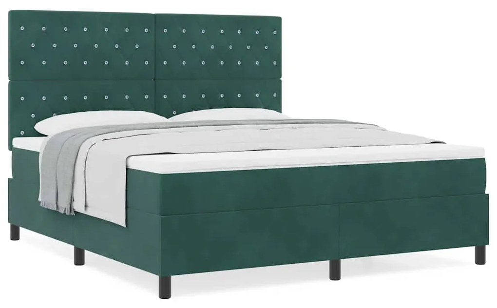 vidaXL Κρεβάτι με ελατήρια Σκούρο πράσινο 180 x 200 cm Βελούδο