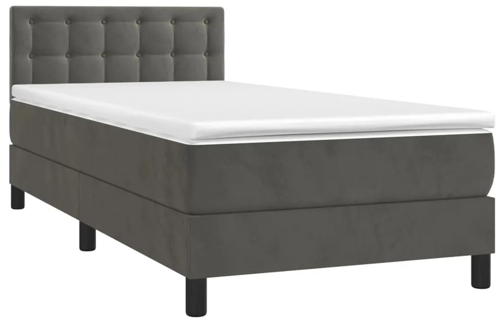 ΚΡΕΒΑΤΙ BOXSPRING ΜΕ ΣΤΡΩΜΑ ΣΚΟΥΡΟ ΓΚΡΙ 90X200 ΕΚ. ΒΕΛΟΥΔΙΝΟ 3141522