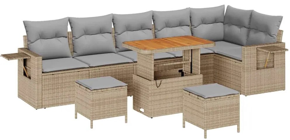 vidaXL Σετ Καναπέ Κήπου 9 pcs Μπεζ συνθετικό ρατάν