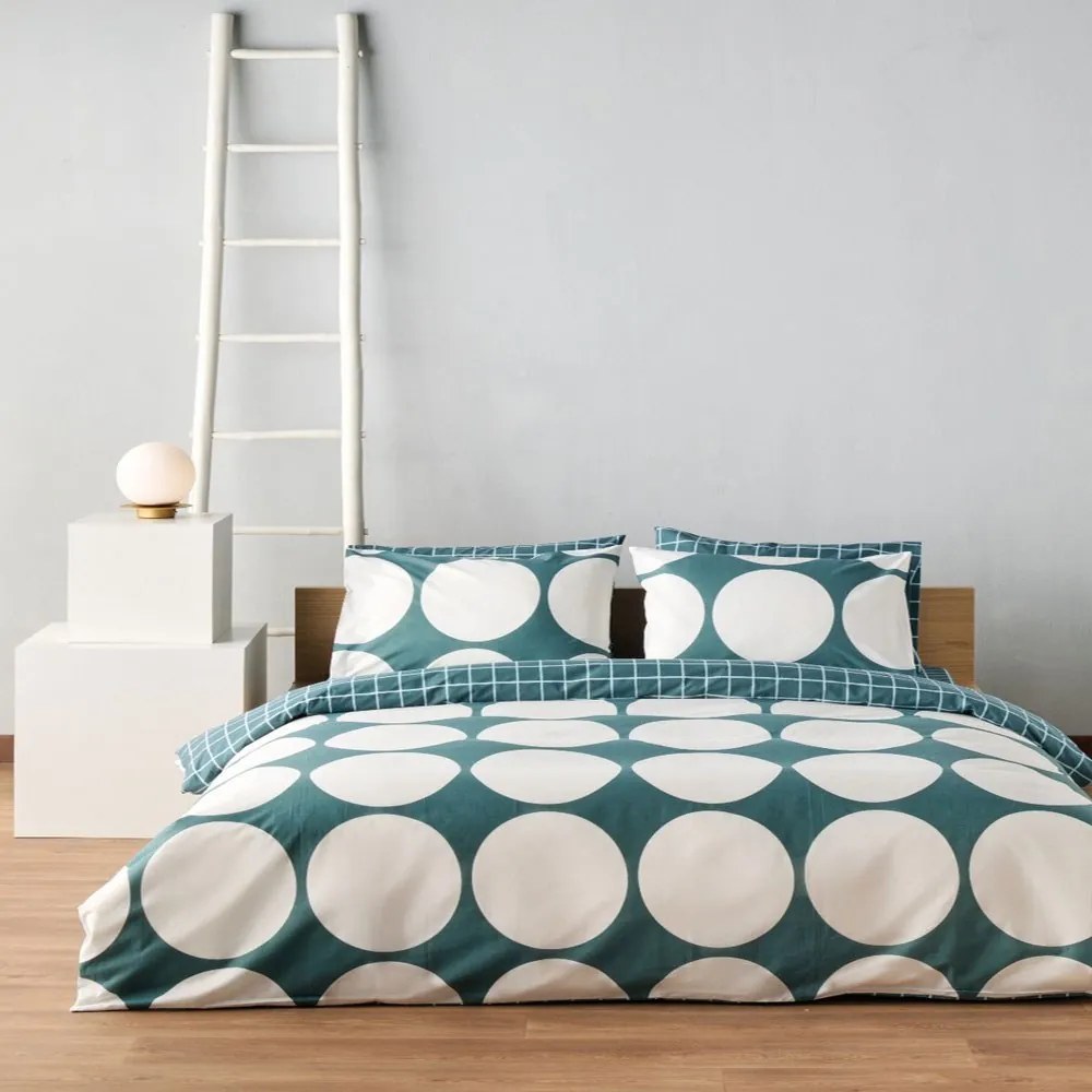 Σεντόνια Valia 07 (Σετ 4τμχ) Green-White Kentia Υπέρδιπλo 240x270cm 100% Βαμβάκι
