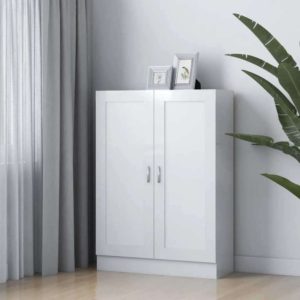 vidaXL Βιβλιοθήκη Γυαλιστερό Λευκό 82,5 x 30,5 x 115 εκ. Μοριοσανίδα