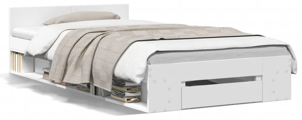 vidaXL Πλαίσιο Κρεβατιού με Συρτάρι Λευκό 90 x 190 εκ. Επεξ. Ξύλο