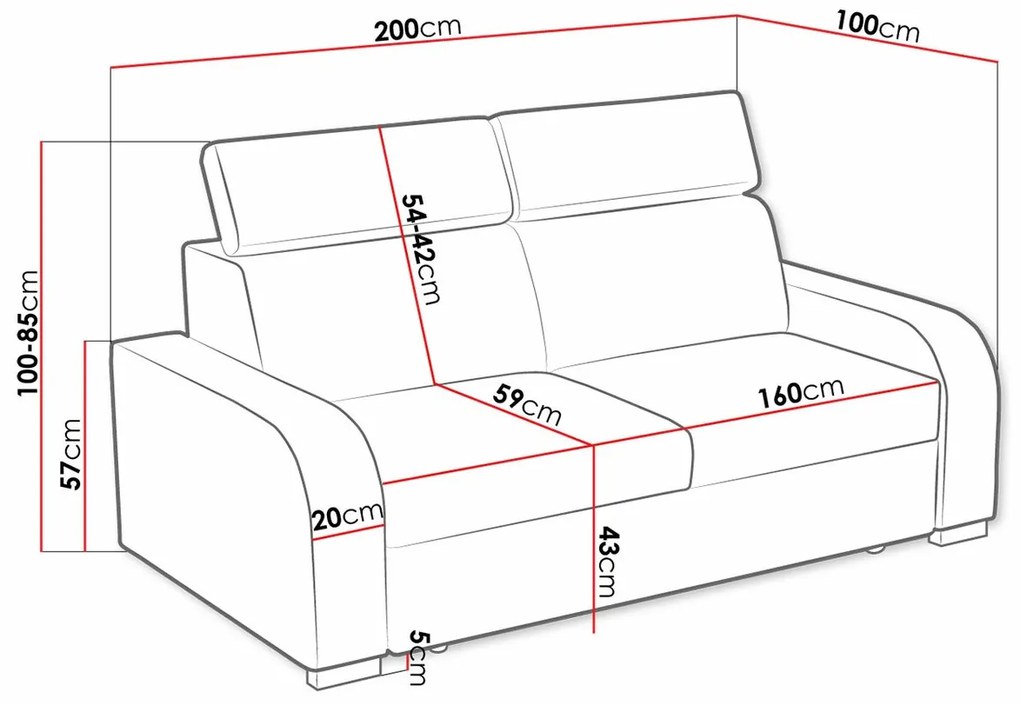 Καναπές Columbus A104, Αριθμός θέσεων: 3, 200x100x85cm, 95 kg, Ταπισερί, Πόδια: Πλαστική ύλη, Ξύλο: Πεύκο | Epipla1.gr