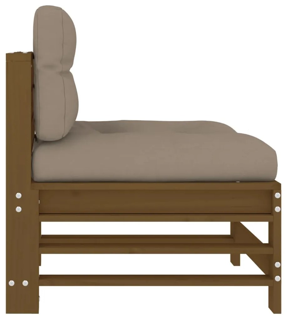 vidaXL Καναπέδες Μεσαίοι με Μαξιλάρια 2 τεμ. Μελί Μασίφ Ξύλο Πεύκου