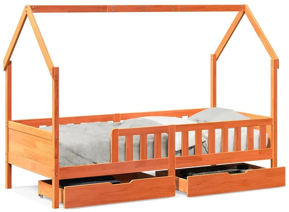 vidaXL Πλαίσιο Παιδικού Κρεβατιού με Συρτάρια Χωρίς Στρώμα Μασίφ Ξύλο