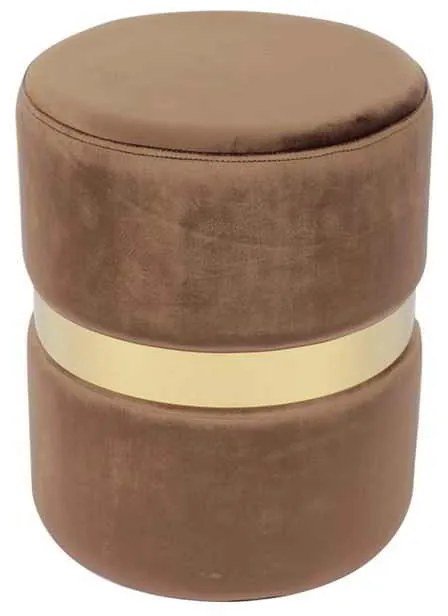 Σκαμπώ TOMMY Χρυσό/Ύφασμα Καφέ Velure D.35x43cm