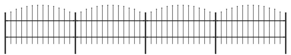 vidaXL Κάγκελα Περίφραξης με Λόγχες Μαύρα (0,75-1) x 6,8 μ. Ατσάλινα