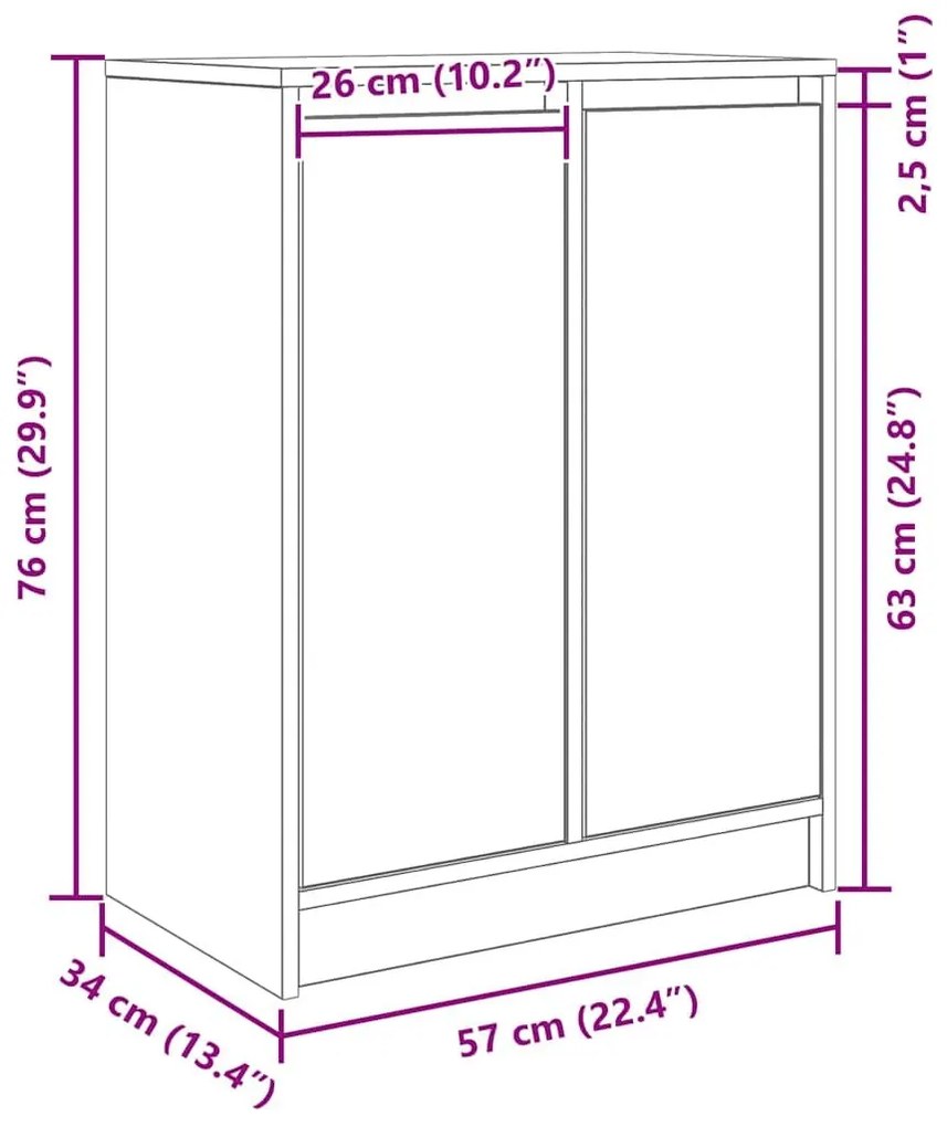 Μπουφές Παλιό ξύλο 57x34x76 εκ. από Επεξεργασμένο Ξύλο - Καφέ