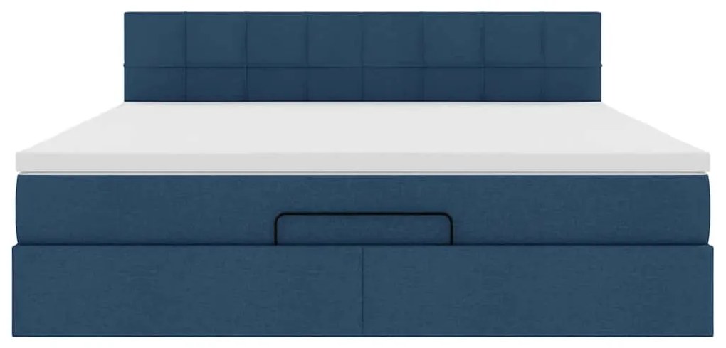 vidaXL Οθωμανικό κρεβάτι με στρώμα μπλε 160x200cm ύφασμα