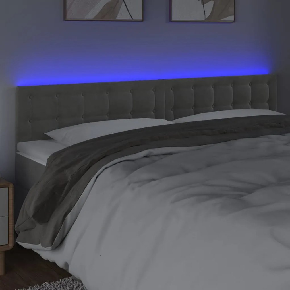 Κεφαλάρι Κρεβατιού LED Ανοιχτό Γκρι 160x5x78/88 εκ. Βελούδινο 3122100