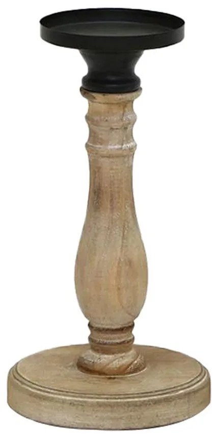 Κηροπήγιο Jupiter 023454 Φ15x29cm Natural-Black Wood,Metal