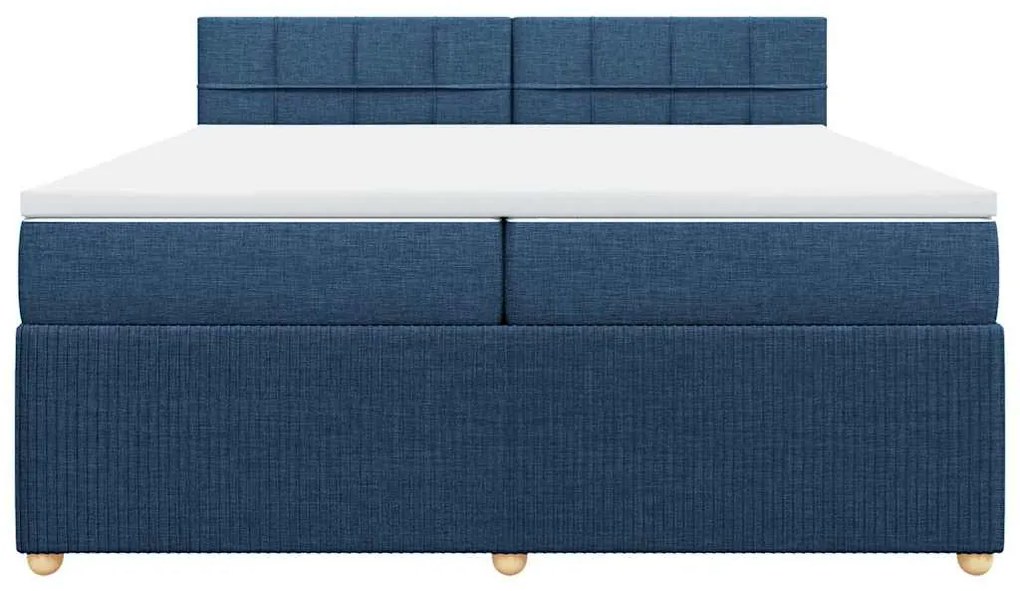 vidaXL Κρεβάτι Boxspring με Στρώμα Μπλε 200x200 εκ. Υφασμάτινο