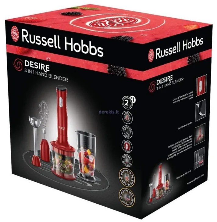 Ραβδομπλέντερ, κοπτήριο και αναδευτήρας Russell Hobbs Desire 24700-56, 500W, 2 ταχύτητες, κόκκινο