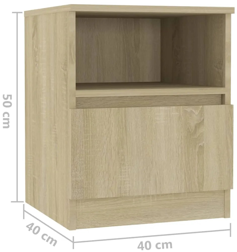 vidaXL Κομοδίνο Sonoma Δρυς 40 x 40 x 50 εκ. από Επεξ. Ξύλο