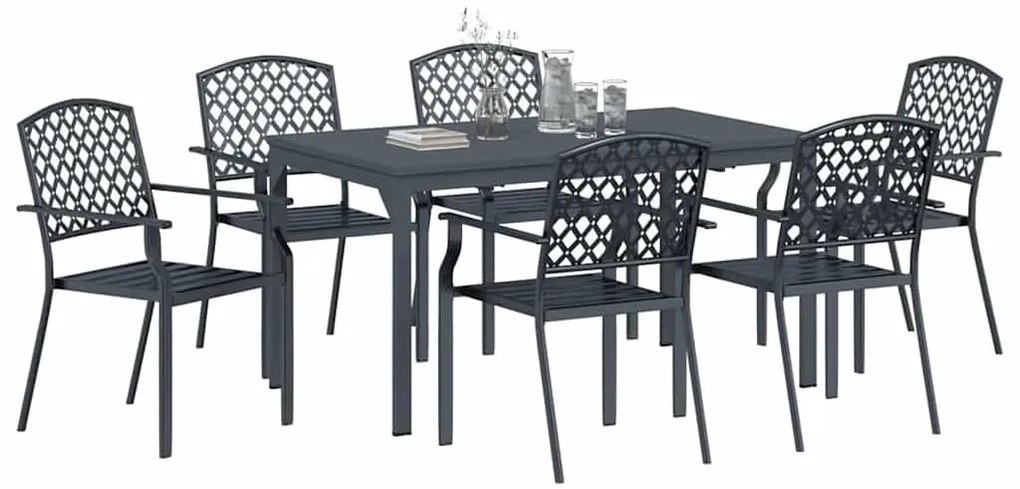 vidaXL Σέτ φαγητού για κήπο 7 pcs Ανθρακί Ατσάλι