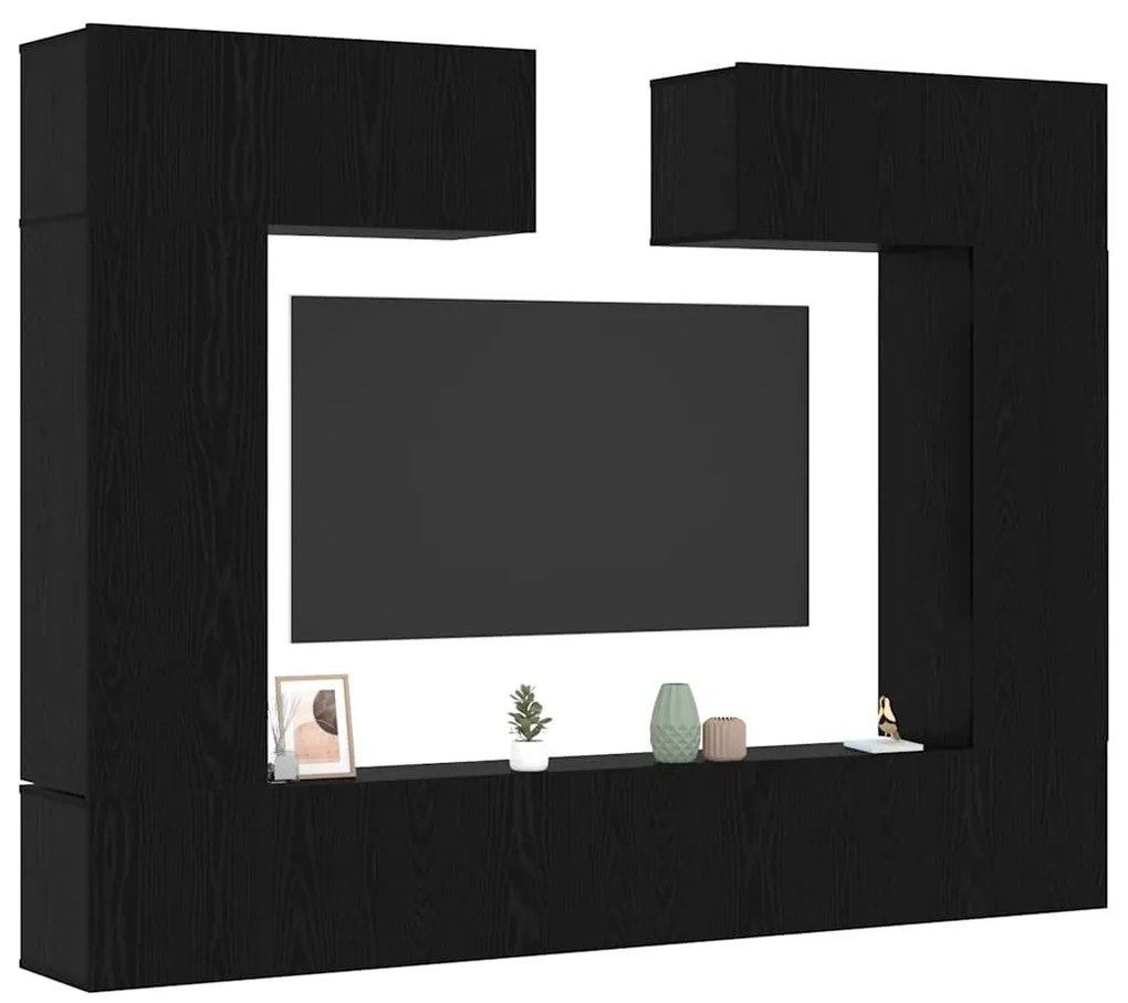 vidaXL Σετ επίπλου τηλεόρασης 6 pcs Μαύρη δρυς 100 x 30 x 30 cm