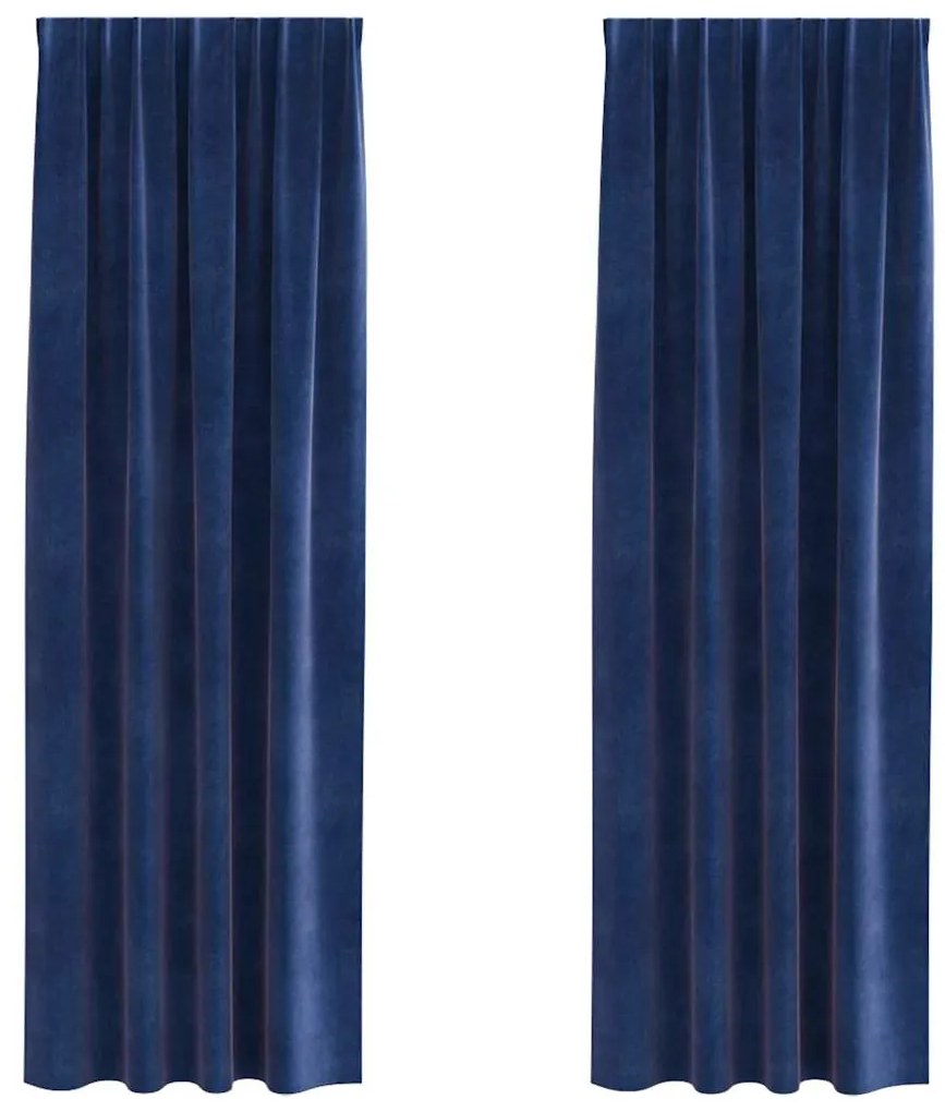 vidaXL Κουρτίνες με κουρτίνες 2 pcs Σκούρο Μπλε 140 x 225 cm Βελούδο