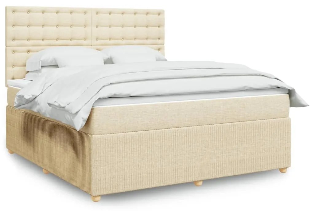 ΚΡΕΒΑΤΙ BOXSPRING ΜΕ ΣΤΡΩΜΑ ΚΡΕΜ 180X200 ΕΚ. ΥΦΑΣΜΑΤΙΝΟ 3292154