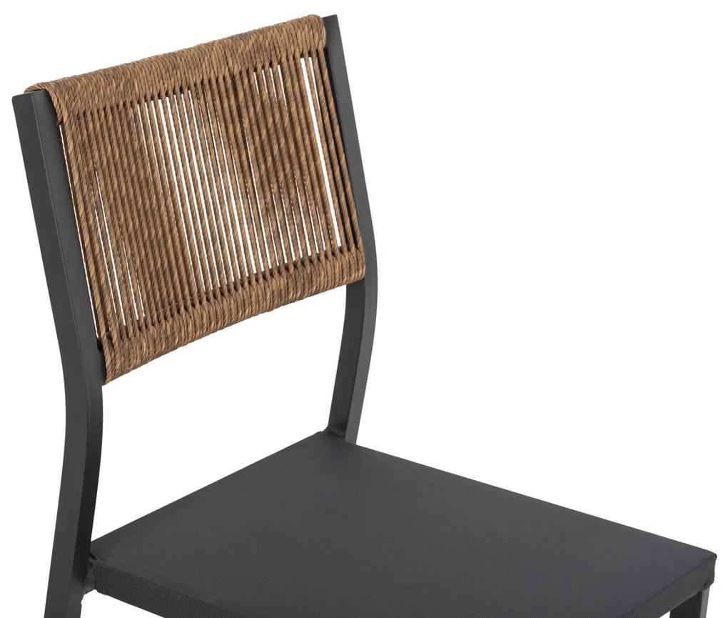 ΚΑΡΕΚΛΑ ΑΛΟΥΜΙΝΙΟΥ ΑΝΘΡΑΚΙ ΜΕ RATTAN ΚΑΙ TEXTLINE HM5921.01 46x55,5x83 εκ. - 0534879 - HM5921.01