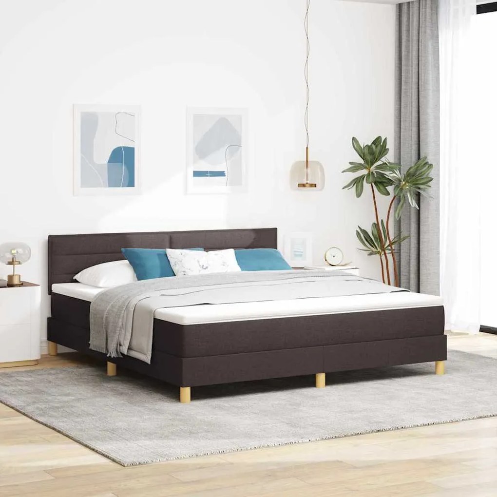 vidaXL Κρεβάτι Με Σπαστό Στρώμα Σκούρο Καφέ 180x200 εκ. Ύφασμα