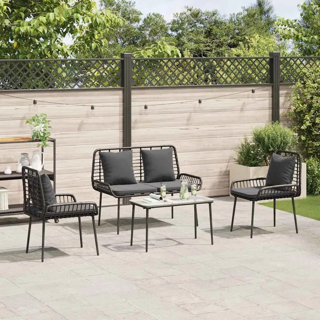 vidaXL Σέτ φαγητού για κήπο 3 pcs Μαύρο, Ανθρακί 109 x 63 x 83 εκ.