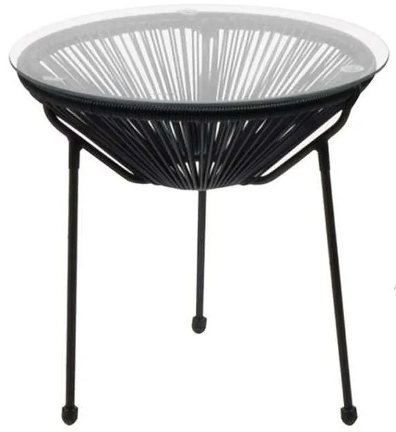 Τραπεζάκι Μεταλλικό Με Rattan Acapulco Φ.50cm Ε246,2 Black