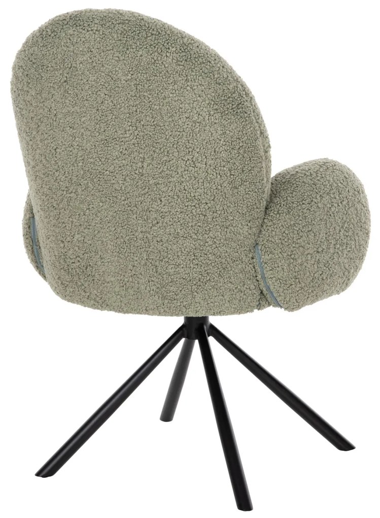Πολυθρόνα WINON C9778.08 Περιστρεφόμενη με Olive Green Μπουκλέ Ύφασμα &amp; Μαύρο Μέταλλο 65x67x92Υ εκ. 65x67x92 εκ.