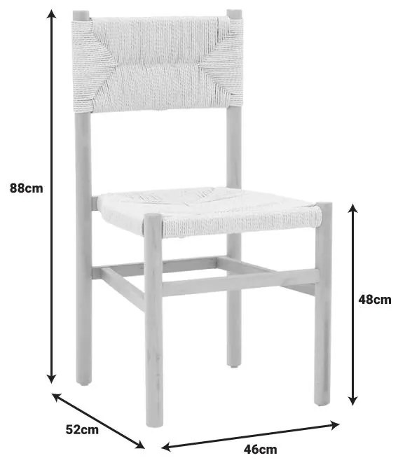 Καρέκλα Oarvine φυσικό rubberwood-φυσικό σχοινί 46x52x88εκ