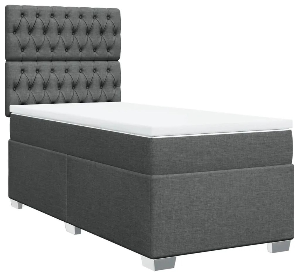 vidaXL Κρεβάτι Boxspring με Στρώμα Σκούρο Γκρι 90x200 εκ. Υφασμάτινο