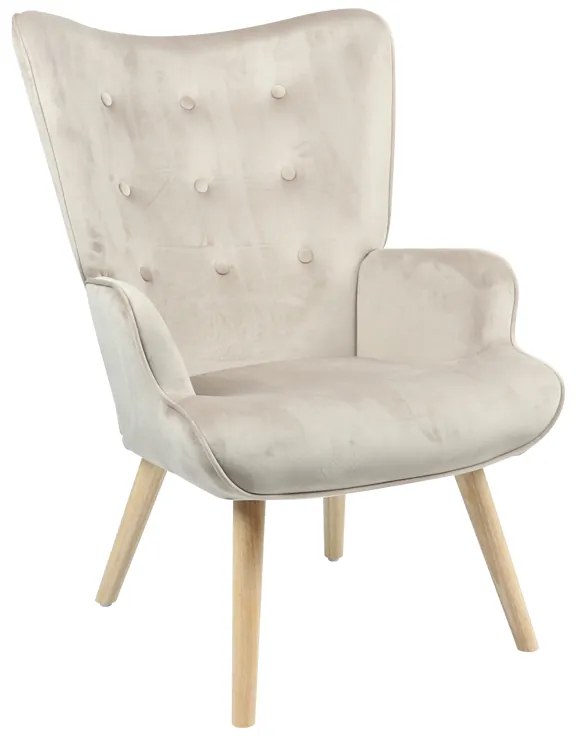 Intrahome Πολυθρόνα Fluffy Intrahome βελούδο μπεζ-φυσικό πόδι 75x69x96εκ | SKU: INTRAPA-366111135