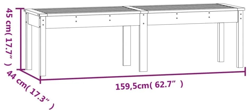 Πάγκος Κήπου Διθέσιος Γκρι 159,5x44x45 εκ. Μασίφ Ξύλο Πεύκου - Γκρι