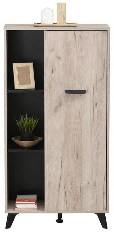 Βιτρίνα Umbria POP Γκρί Δρύς - Μαύρο 67x33x130 εκ. 67x33x130 εκ.