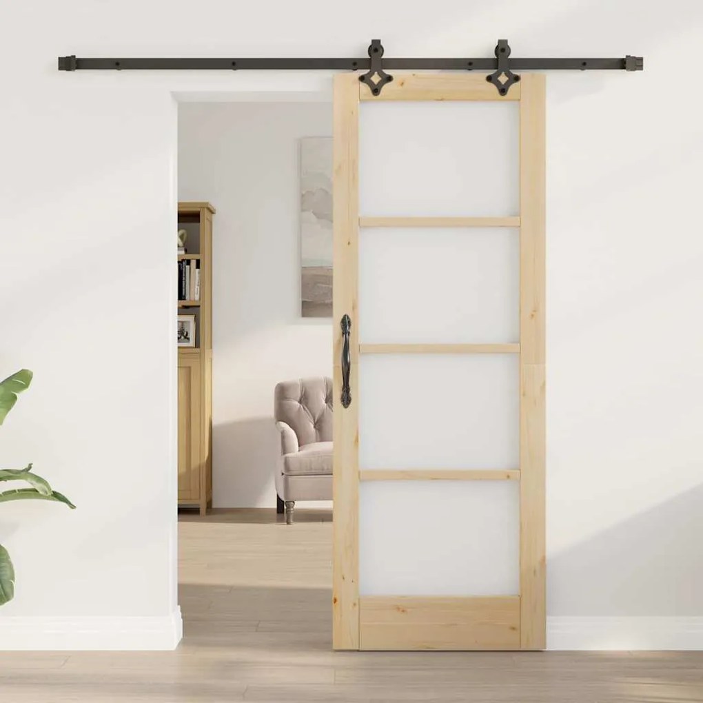 vidaXL Συρόμενη Πόρτα ORKDAL Καφέ 73.5 x 198.5 εκ. Ξύλο και μέταλλο