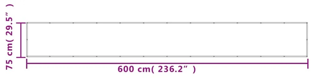 vidaXL Διαχωριστικό Βεράντας Αν. Γκρι 75x600εκ 100% Πολ. Ύφασμα Oxford