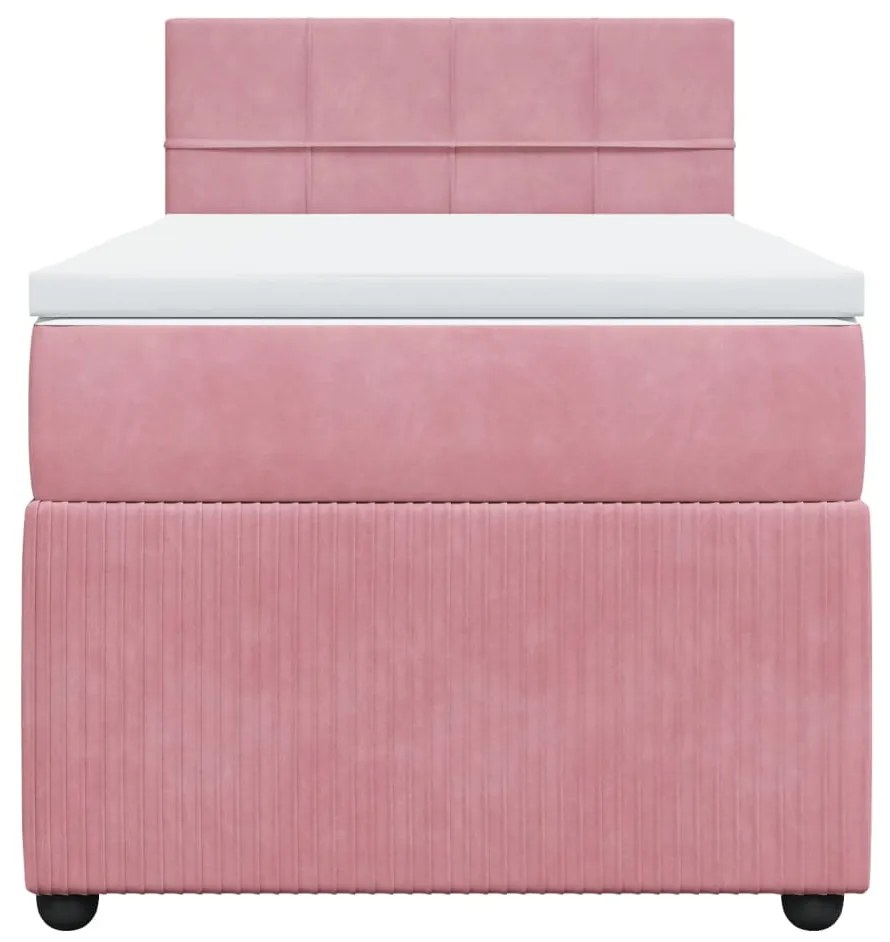 vidaXL Κρεβάτι Boxspring με Στρώμα Ροζ 100x200 εκ. Βελούδινο