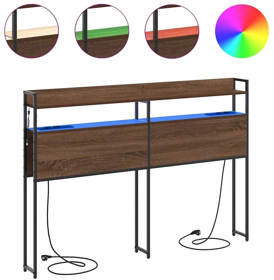 vidaXL Κεφαλάρι Αποθήκης με ράφι Καφέ δρυς 135 cm Επεξεργασμένο ξύλο