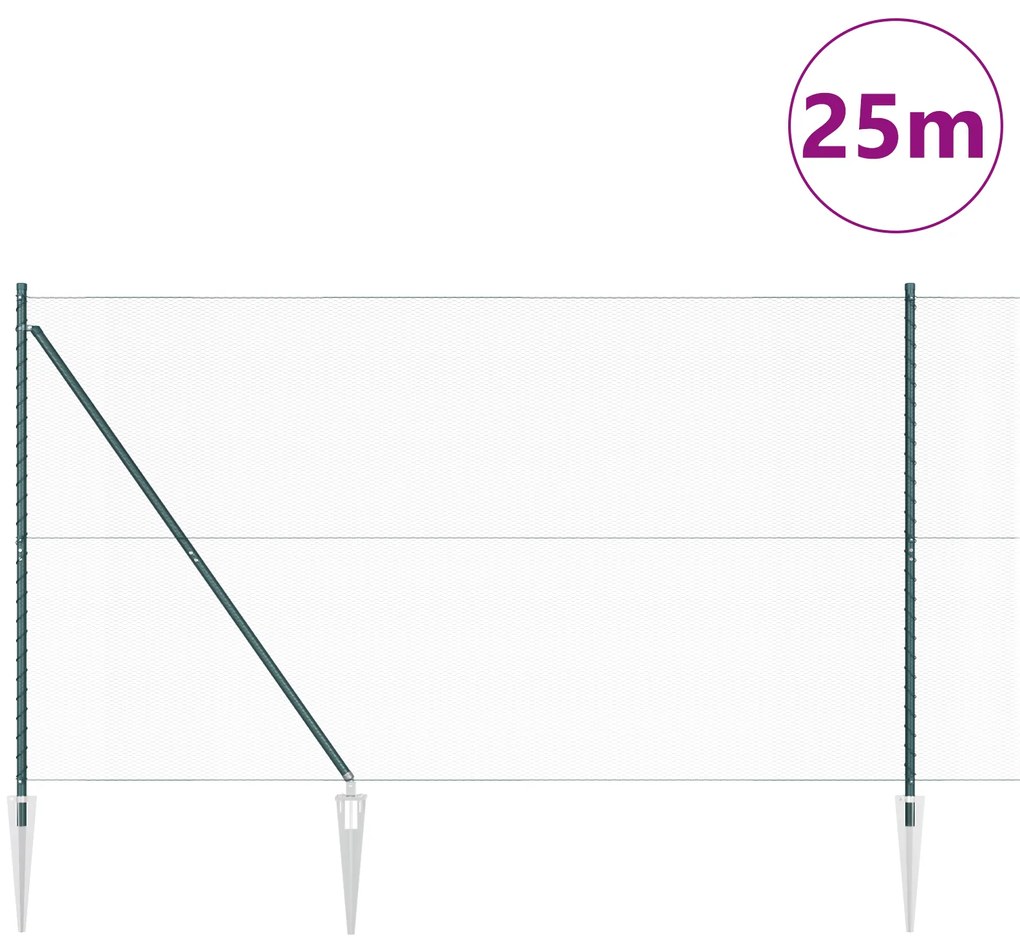 vidaXL Σετ Φράχτη Σετ των 2 Πράσινο Μεταλλικό 25 x 1,5 μ Ανθεκτικό